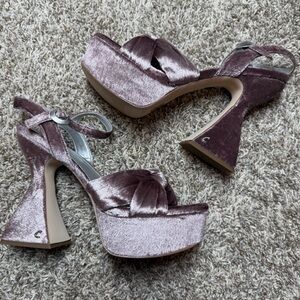 Circus by Sam Edelman Audrea Velvet Sparkle Mauve Chunky Block Heels